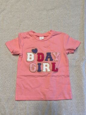 Pink "B-Day Girl" Graphic Tee for Kids
